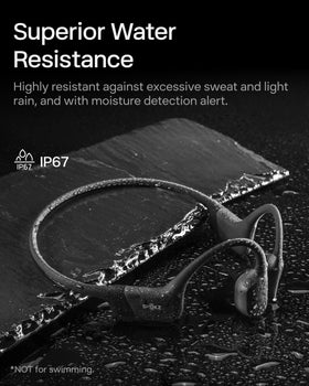 SHOKZ OpenRun Mini IP67 sweat resistance for intense workouts.