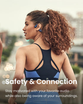 SHOKZ OpenRun Mini built-in mic for clear calls while exercising.