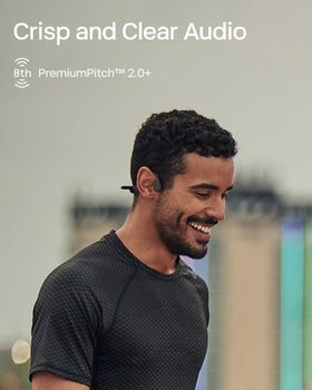 SHOKZ OpenRun Mini touch controls enable hands-free management during runs.