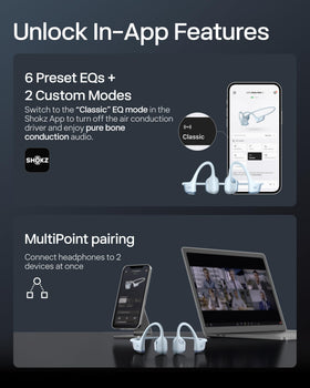 SHOKZ OpenRun Pro 2 Mini Shokz App EQ modes customize audio for your needs.