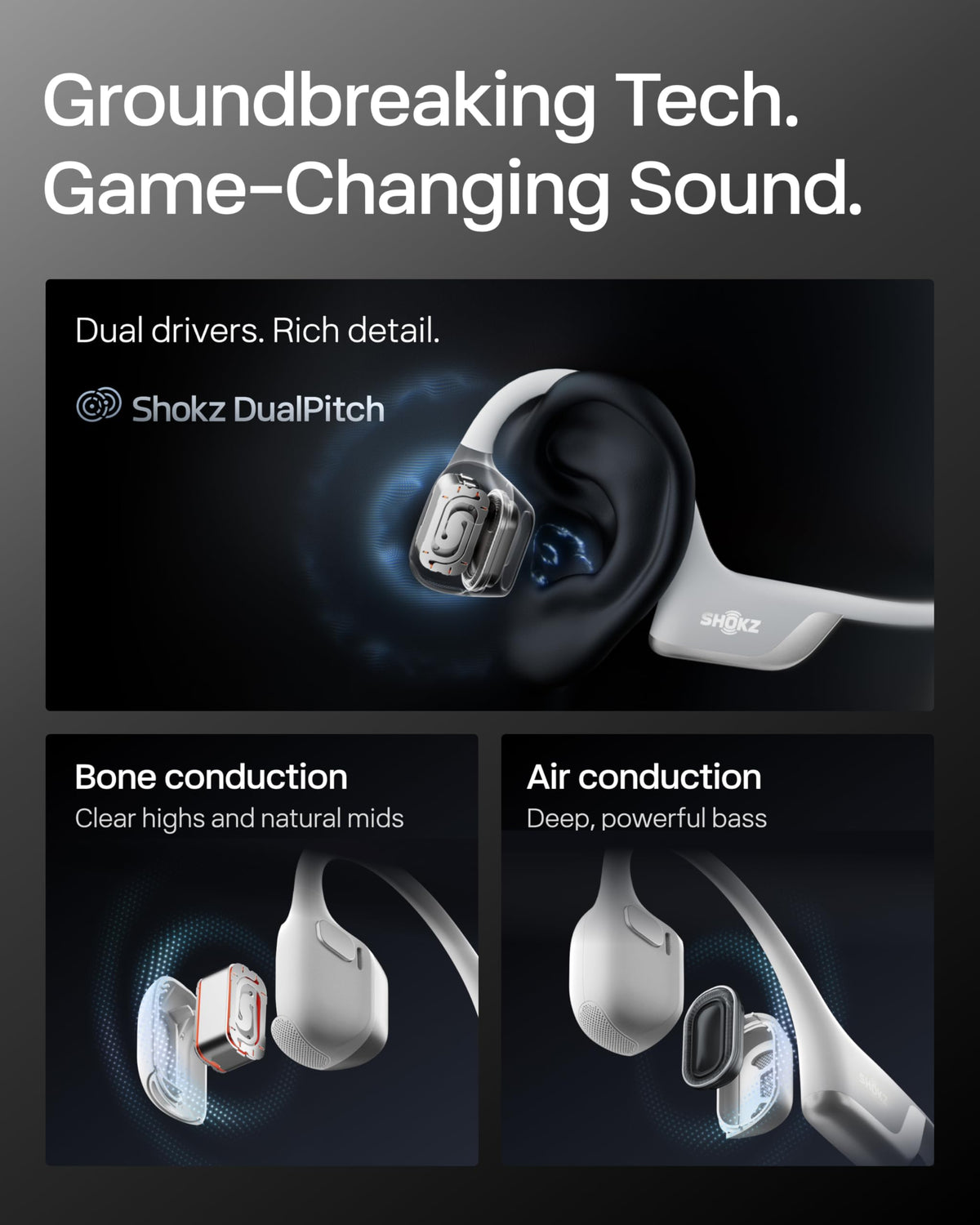 SHOKZ OpenRun Pro app with EQ modes for personalized sound.