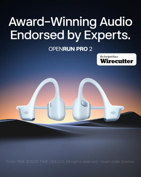 SHOKZ OpenRun Pro dual drivers deliver balanced sound with open-ear comfort.