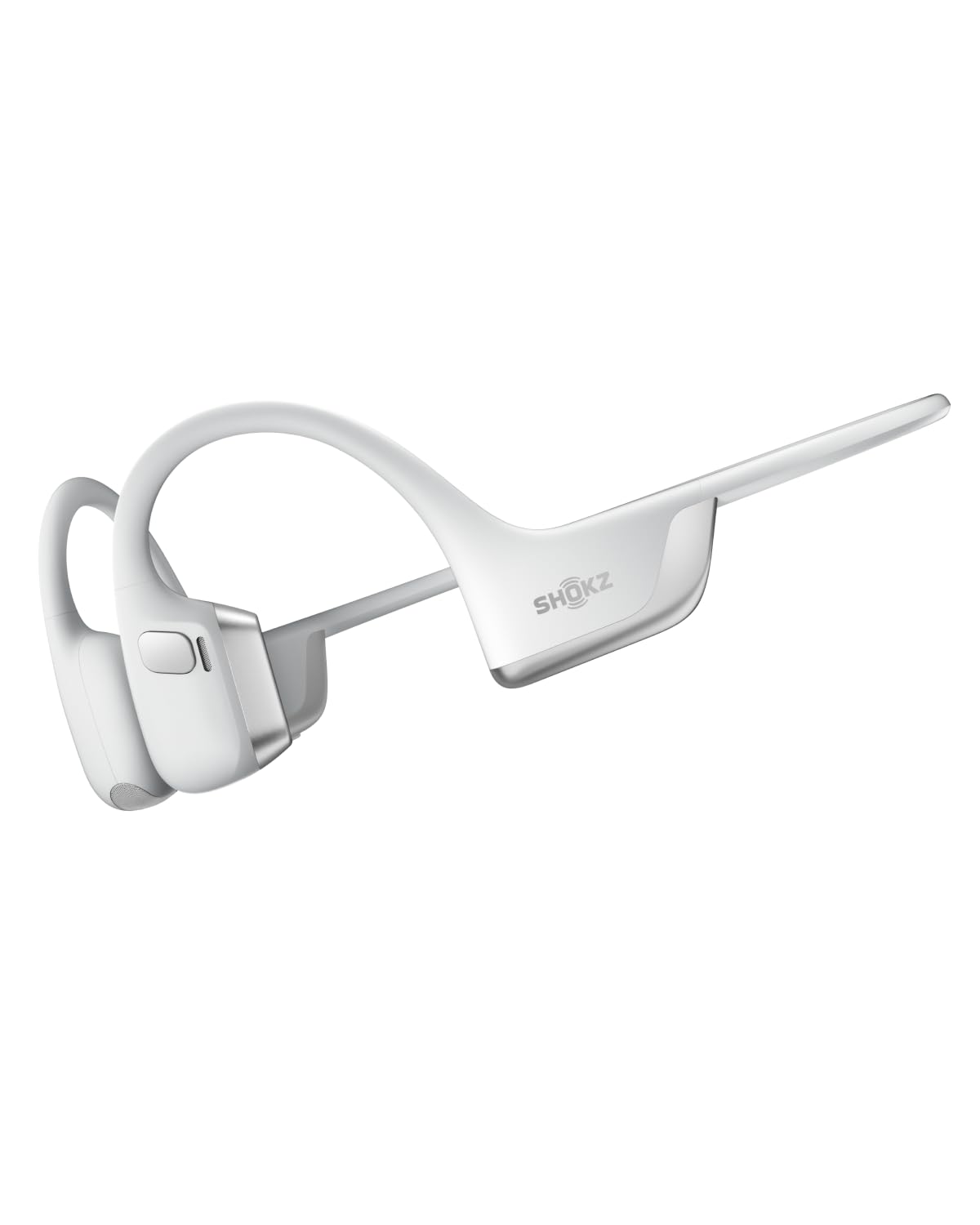 SHOKZ OpenRun Pro front view shows bone conduction design for safe, aware workouts.