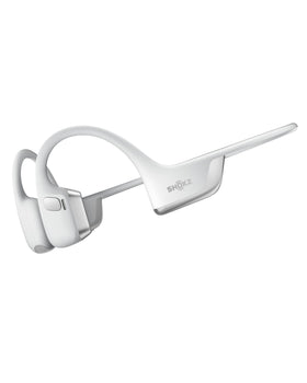 SHOKZ OpenRun Pro front view shows bone conduction design for safe, aware workouts.