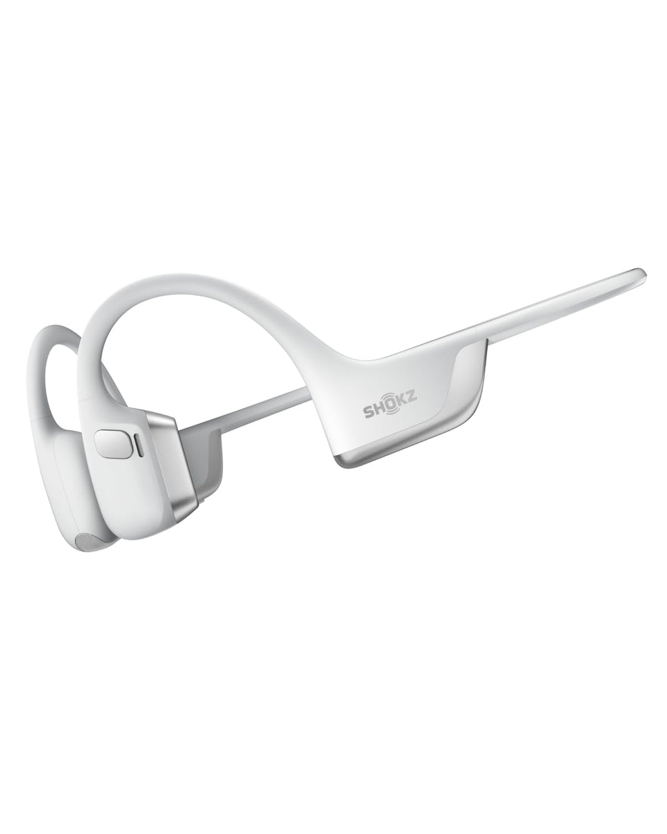 SHOKZ OpenRun Pro front view shows bone conduction design for safe, aware workouts.
