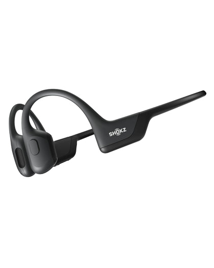 SHOKZ OpenRun Pro open-ear design on model for comfortable all-day wear during running