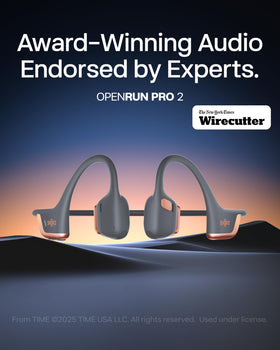 SHOKZ OpenRun Pro rose gold open-ear design delivers secure, slip-free fit.