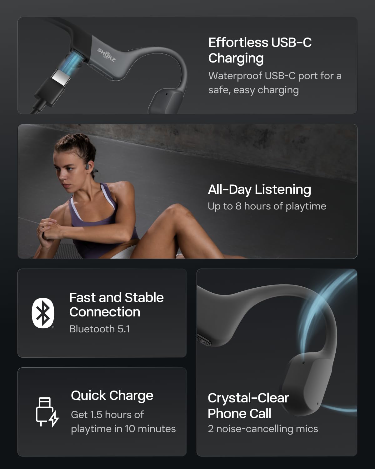 SHOKZ OpenRun 10-minute quick charge adds hours of listening