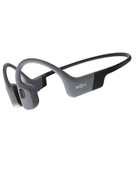 SHOKZ OpenSwim Pro swimming headphones show open-ear design for water workouts.