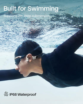 SHOKZ OpenSwim Pro IP68 waterproof rating for swimming and sweat resistance