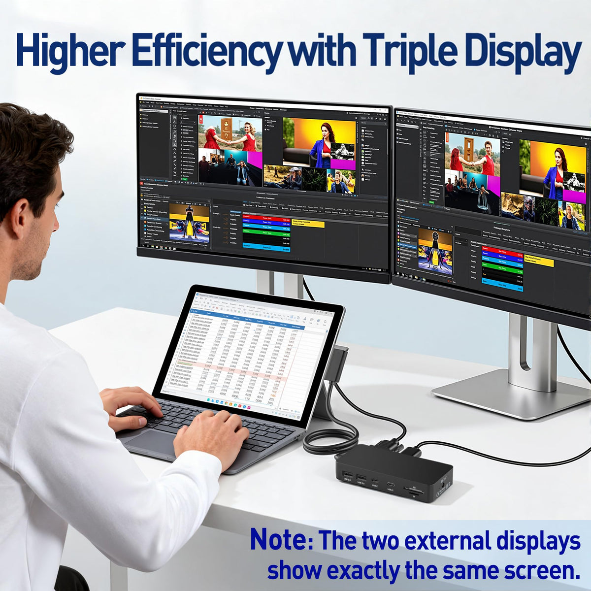 SHOWAIST Surface Docking Station HDMI 4K60 output delivering sharp visuals