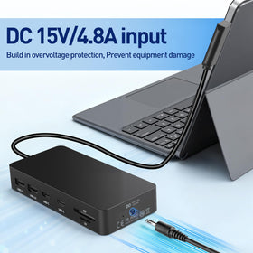 SHOWAIST Surface Docking Station 72W power adapter keeps devices charged