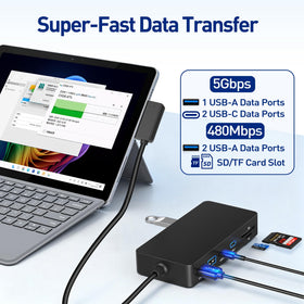 SHOWAIST Surface Docking Station USB-C ports enabling fast peripheral connections