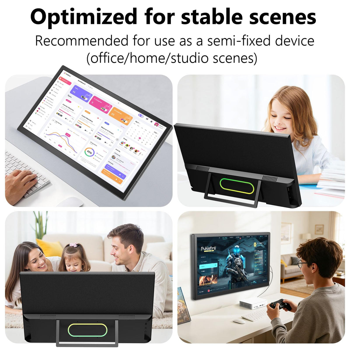 Showscren 21.5-inch monitor HDMI connection for quick external display setup.