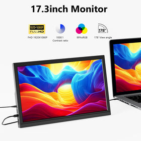 Showscren angled on built-in kickstand showing adjustable tilt and portability benefit