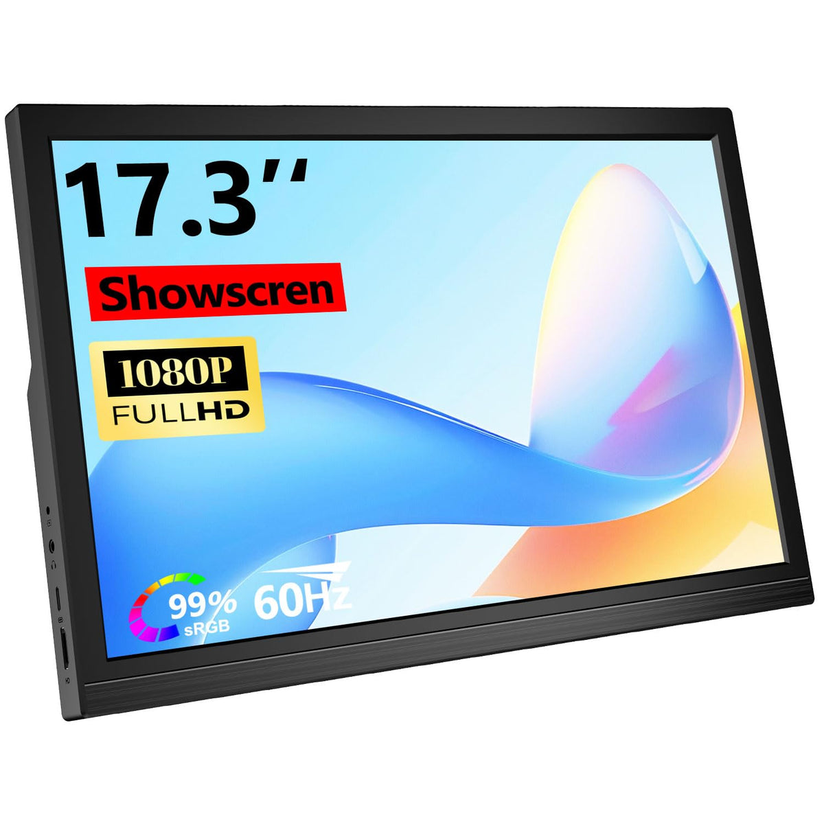 Showscren front view monitor displaying vibrant FHD image and wide workspace benefit