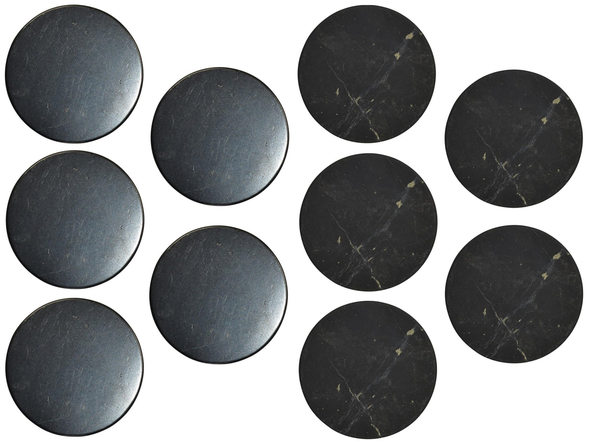 Shungite World front packaging showing ten 20mm stickers and instructions, convenient set