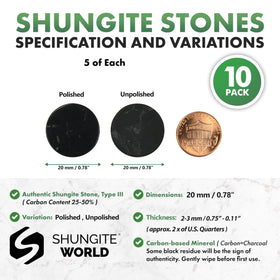 Shungite World polished sticker close-up highlighting smooth glossy finish and elegance