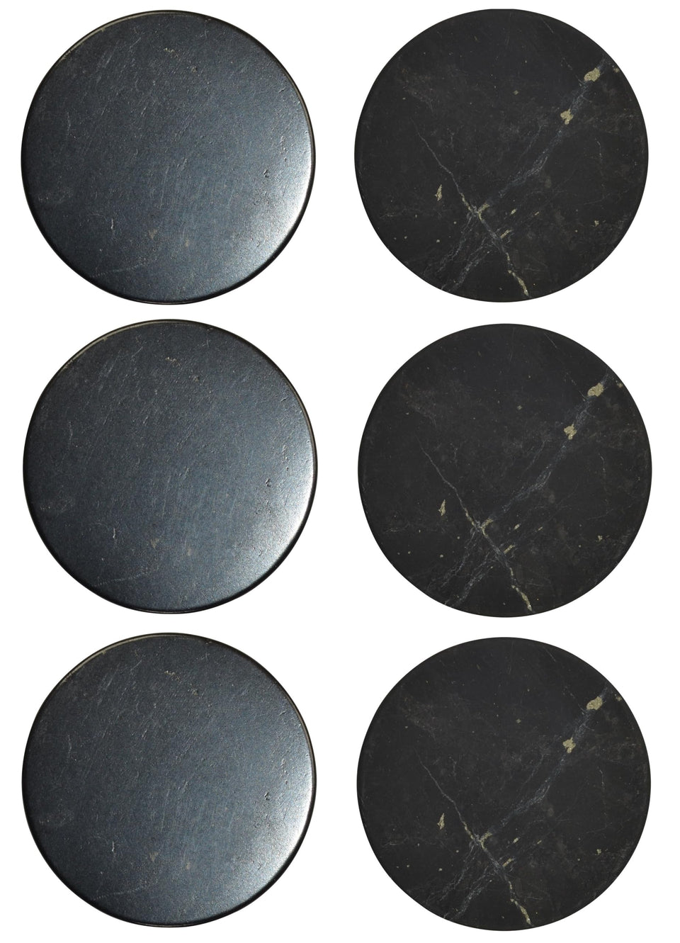 Shungite World 20mm polished round sticker on a phone for grounding and focus.