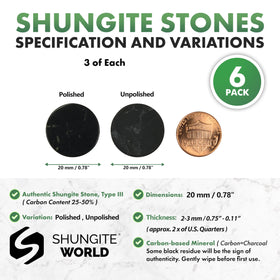 Shungite World polished 20mm round sticker on a laptop promotes balance during work.