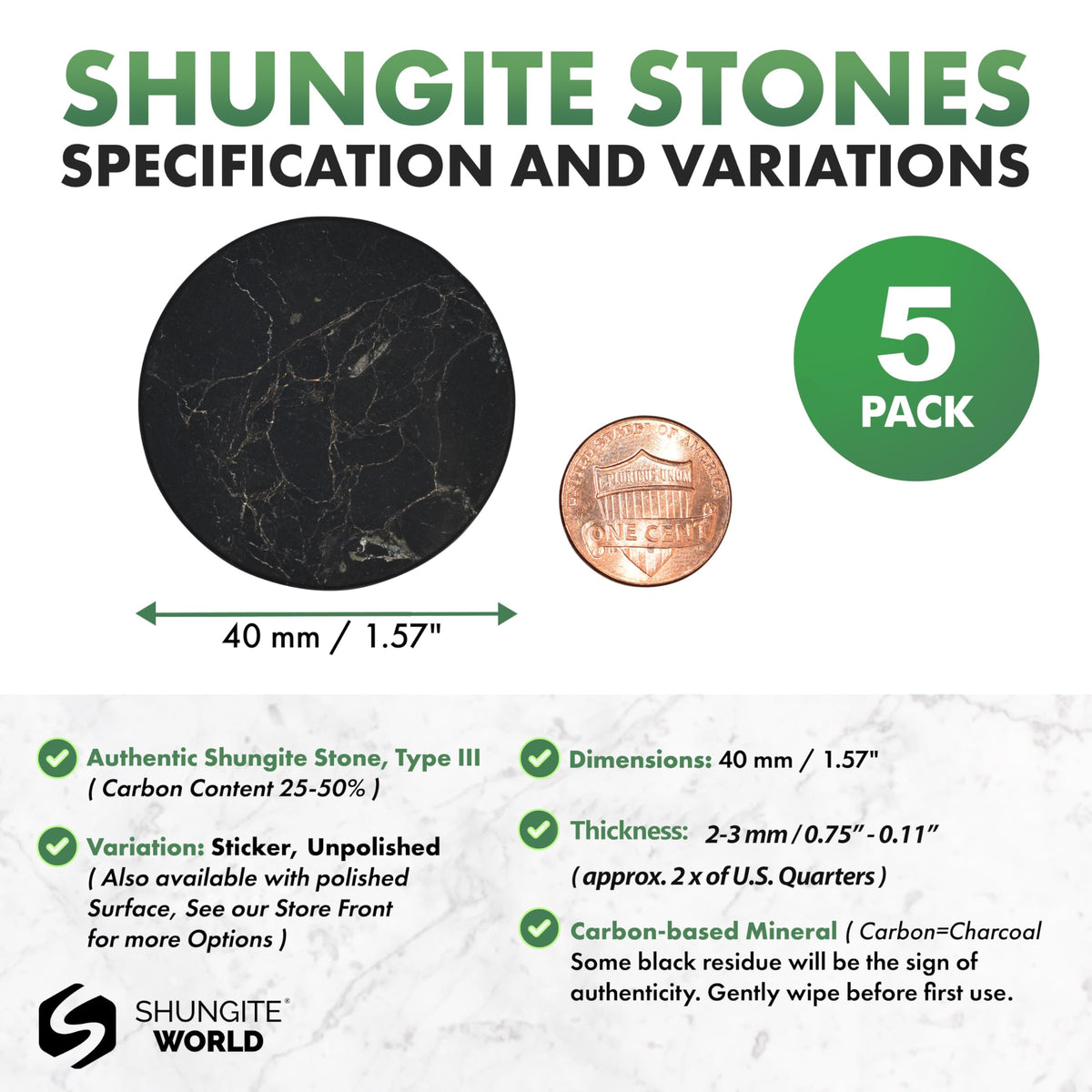 Shungite World stickers on phone illustrate compact energy shield for everyday balance