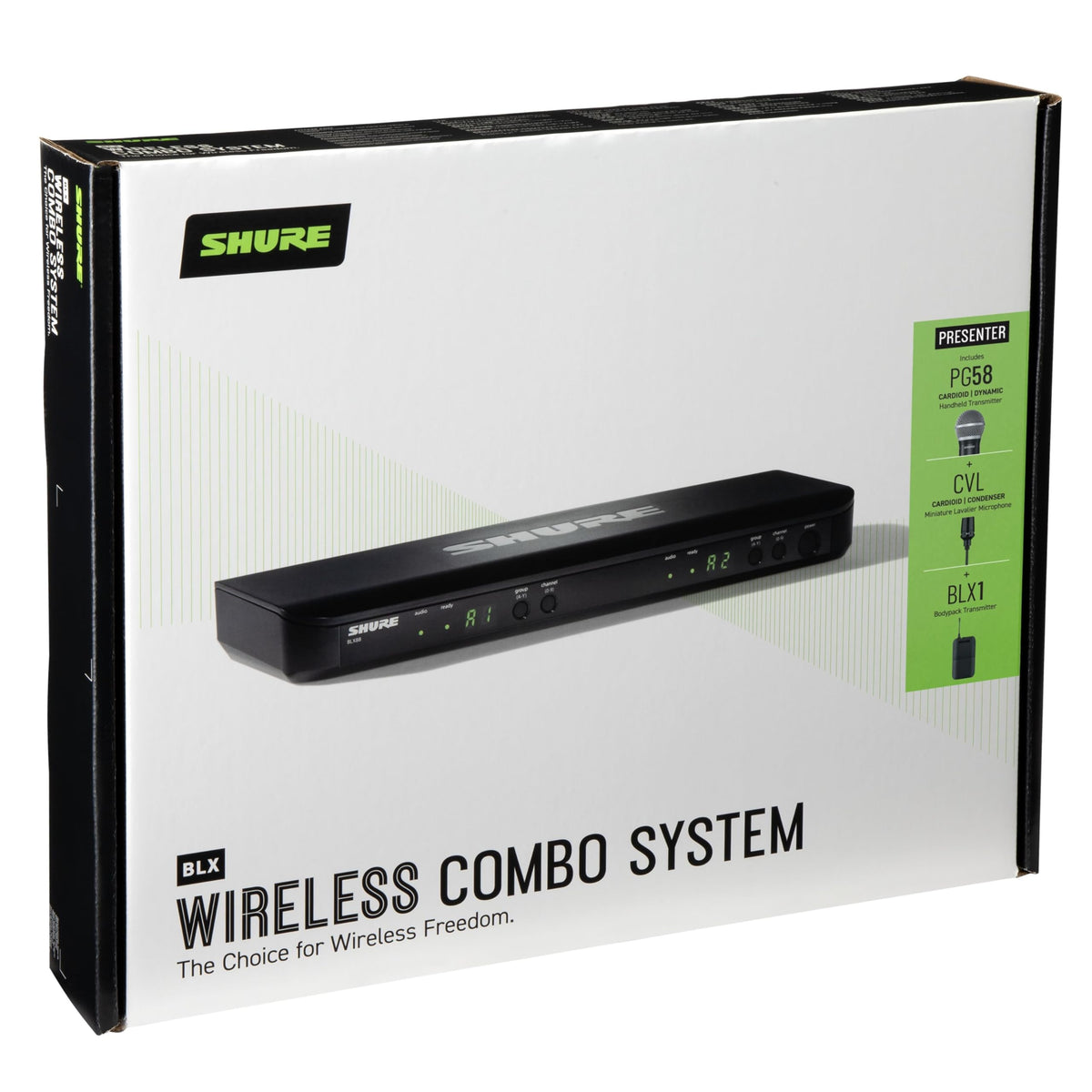 Shure BLX2 handheld transmitter with PG58 capsule, ready for dynamic performances.