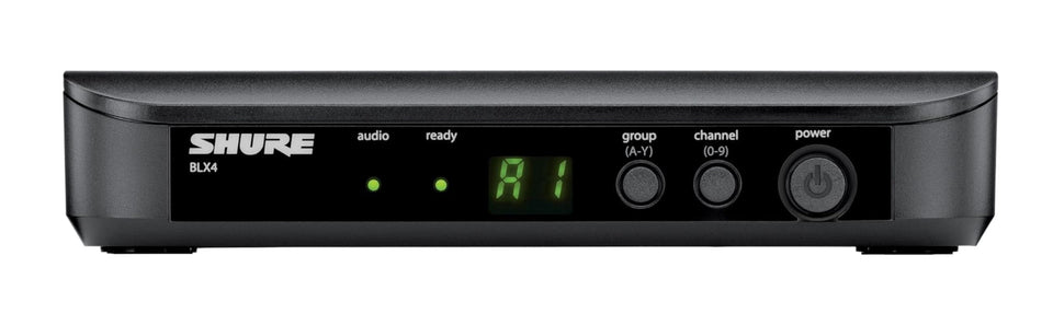 Shure BLX4 receiver front view for stable onstage wireless performance