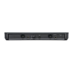 Shure BLX88 back panel shows dual outputs for easy mixer connection.