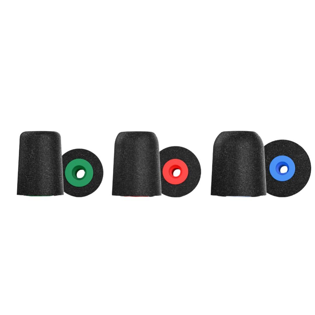 Shure Comply P-Series sleeves attached to earphones for secure, comfortable fit.