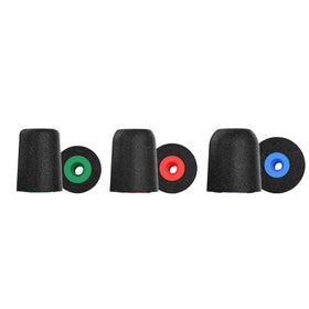 Shure Comply P-Series sleeves attached to earphones for secure, comfortable fit.