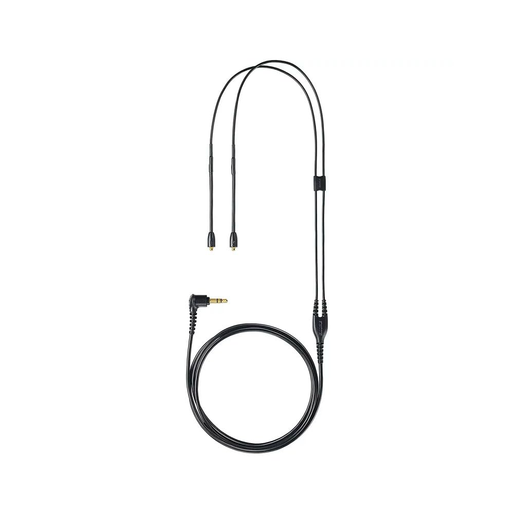 Shure coiled EAC64BK cable showing MMCX connectors and durable build for reliable replacement