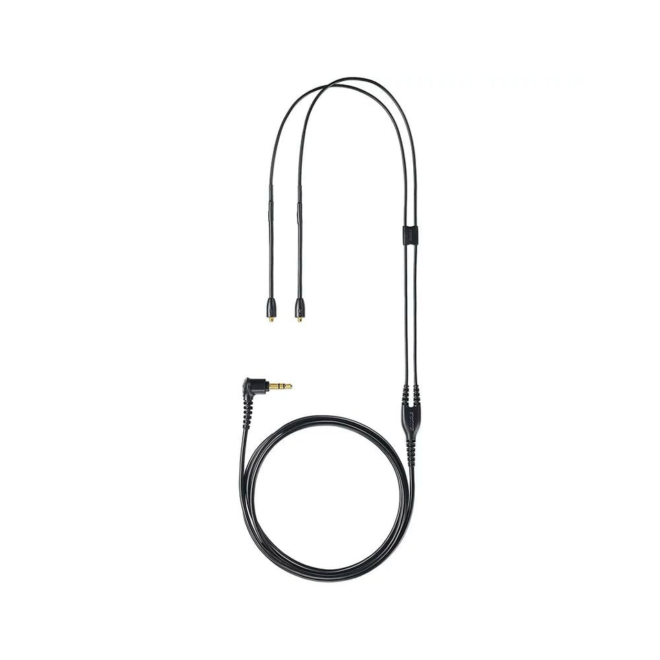 Shure coiled EAC64BK cable showing MMCX connectors and durable build for reliable replacement