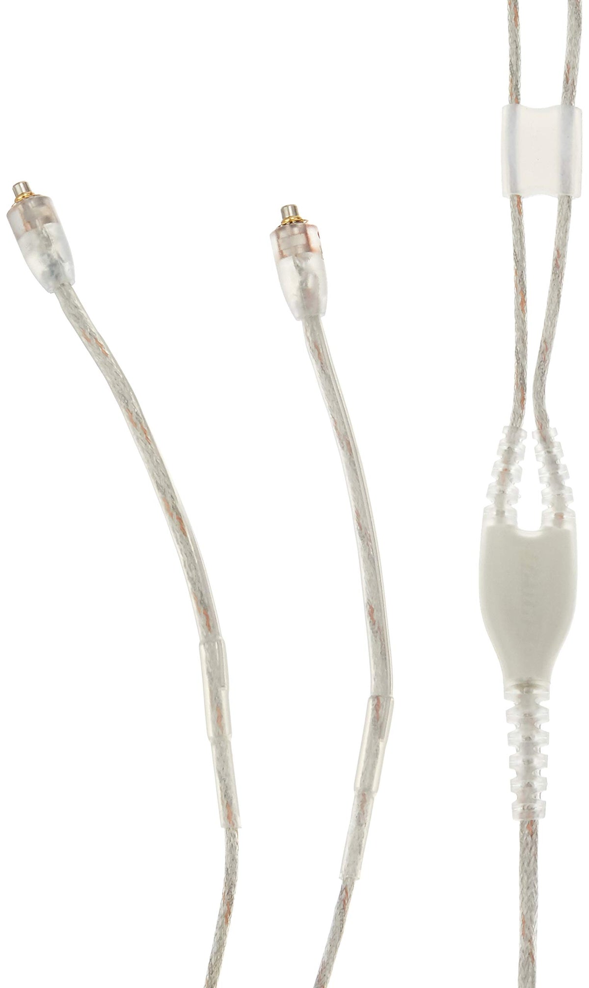 Shure clear 64-inch cable front view showing length and fit benefit