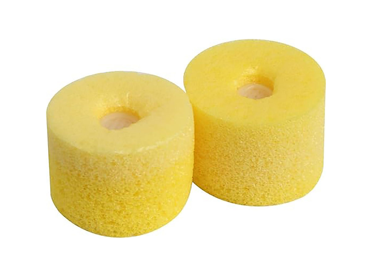 Close-up of Shure EAYLF1-10 foam sleeve insertion showing comfortable seal