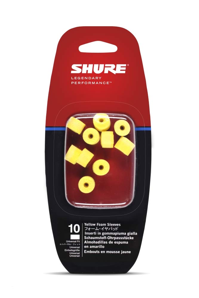 Shure EAYLF1-10 replacement foam sleeves laid out for SE/SCL models