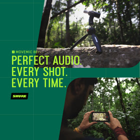 Shure MoveMic 88+ connected to iPhone via MOTIV app for mobile storytelling