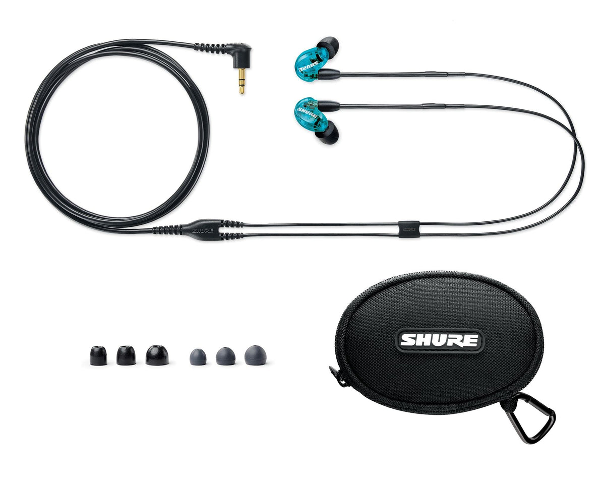 Shure SE215SPE close-up of earpiece detail highlighting vented driver and durable build