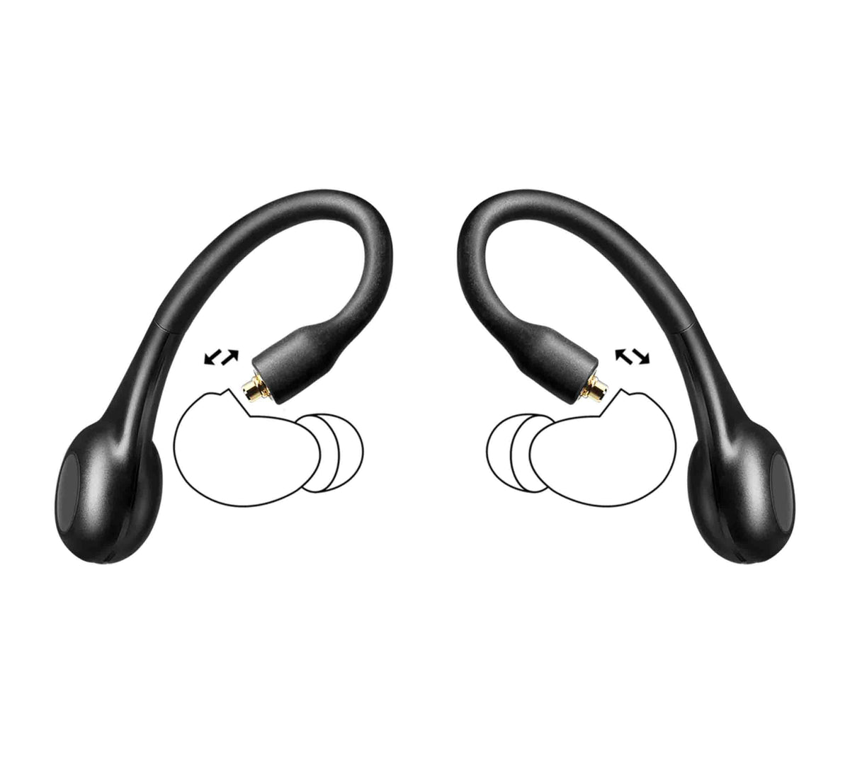 Shure TW2 adapter delivers secure over-ear fit during workouts for stable wireless audio.