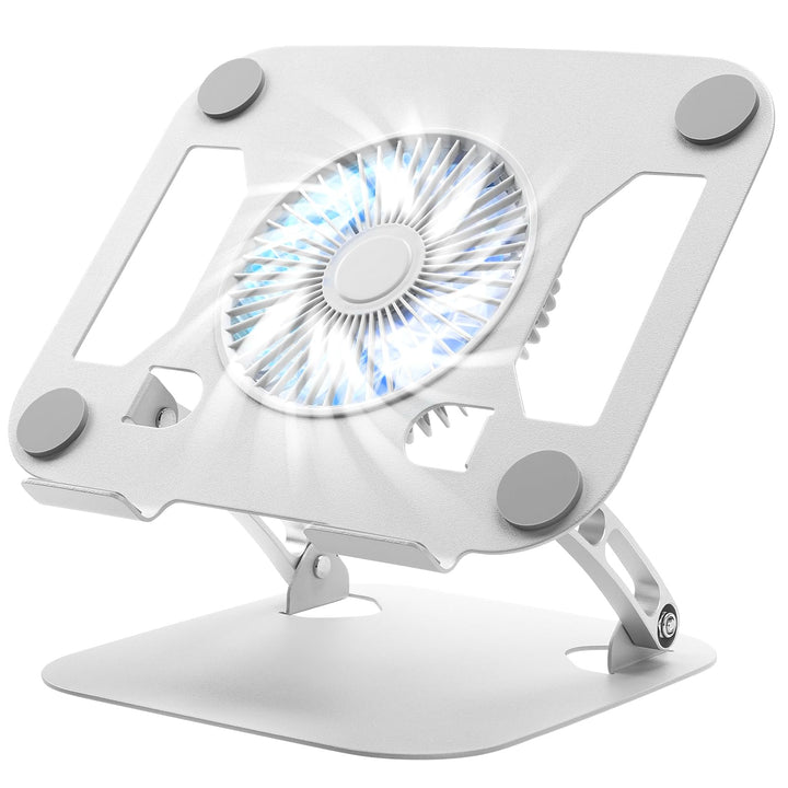 SHUWEI front view of stand showing raised laptop and stable support, enhances posture