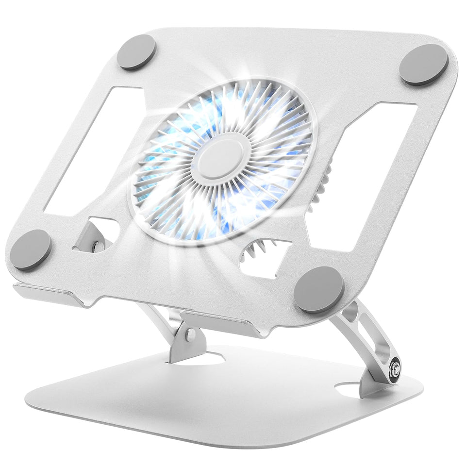SHUWEI front view of stand showing raised laptop and stable support, enhances posture