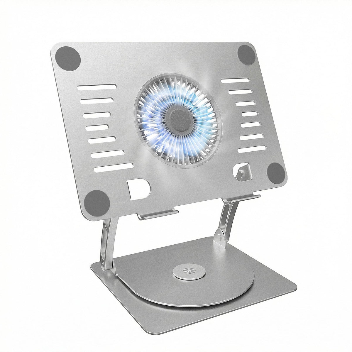 SHUWEI front view of cooling stand showing stable weighted base and laptop support benefits