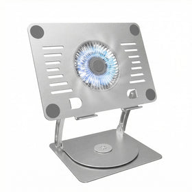 SHUWEI front view of cooling stand showing stable weighted base and laptop support benefits