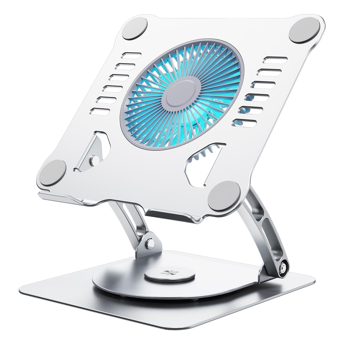 SHUWEI front view of aluminum stand showing slim profile and secure laptop support