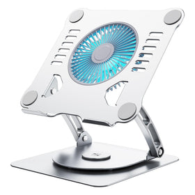 SHUWEI front view of aluminum stand showing slim profile and secure laptop support