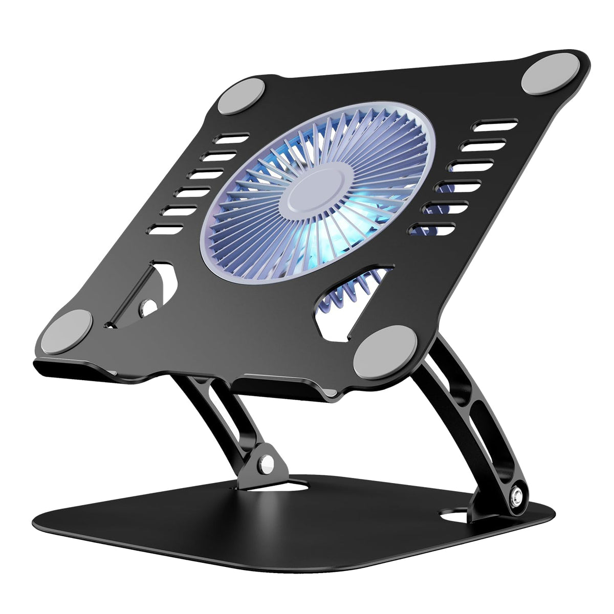 SHUWEI stand front view on desk showing stable support and tidy setup