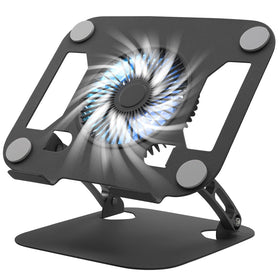 SHUWEI front view showing full stand and laptop stability benefit