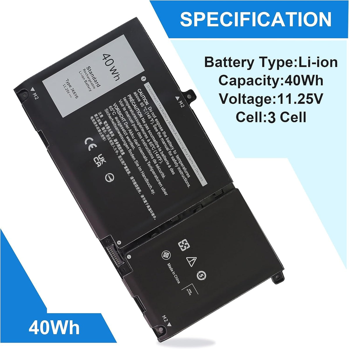 Shyarweyy JK6Y6 battery for Dell Inspiron 5300-5409 keeps work sessions uninterrupted