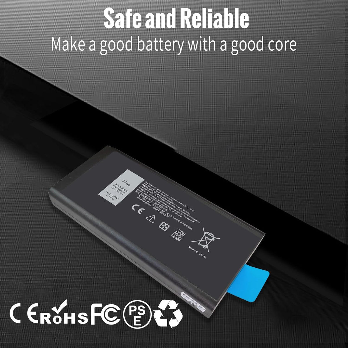 Shyarweyy CJ2K1 97Wh battery compatibility icons highlighting Dell models