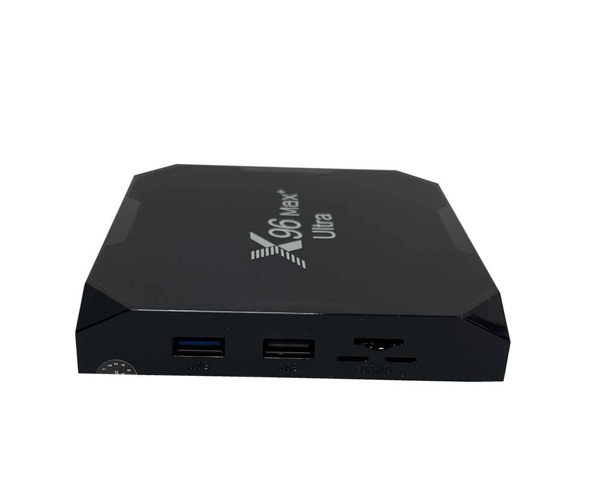 SHYSKY X96 Max Plus Ultra remote and HDMI cable displayed, convenient plug-and-play setup with included accessories