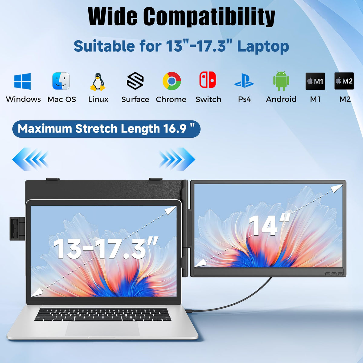 Siaviala 1080p IPS display delivers sharp visuals with vibrant color.